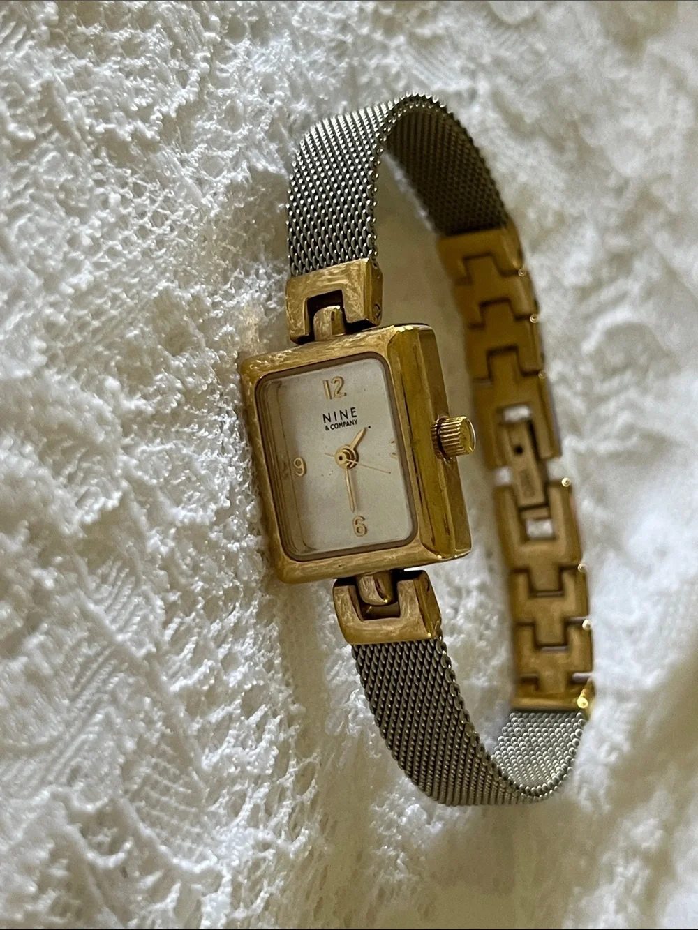 Gold-Tone and Silver Mesh Women's Bracelet Watch